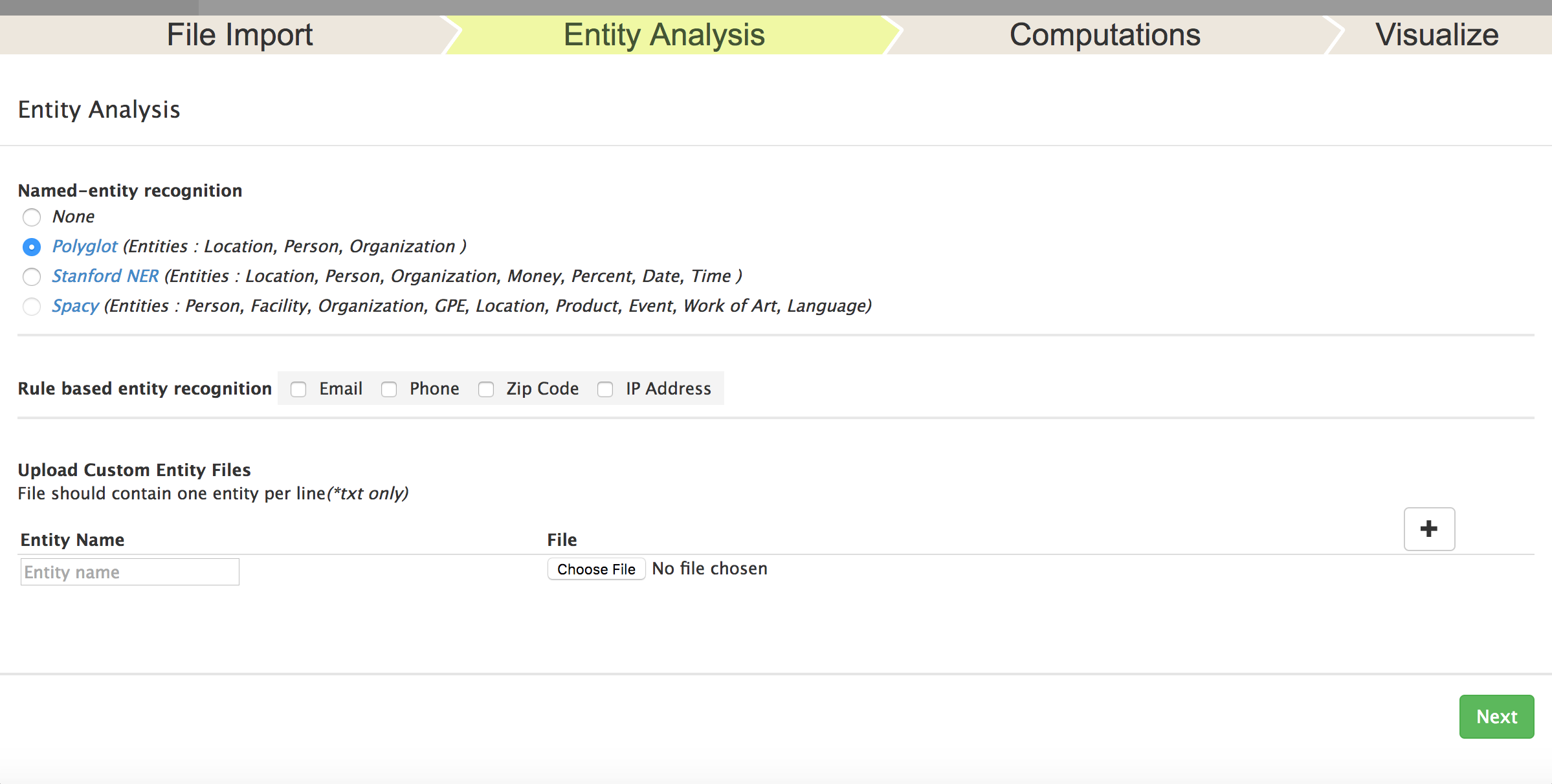 Entity Identification Dialog